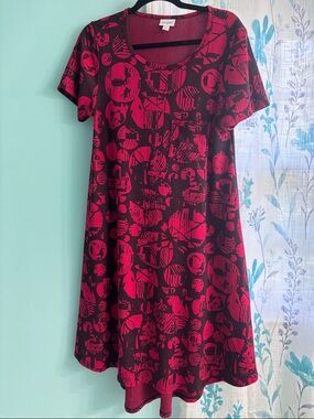 LuLaRoe Hot Pink & Black Graphic Tee Dress